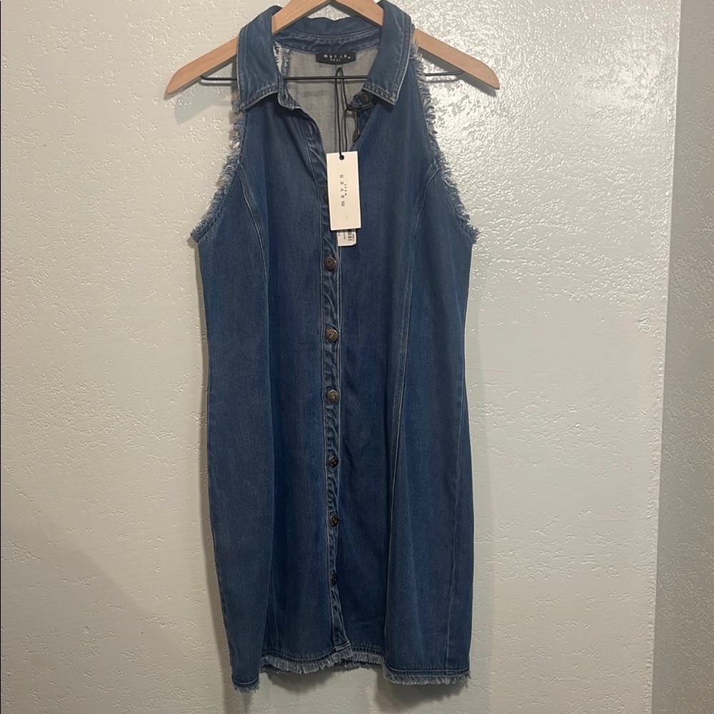 Maven West Blue Denim Sleeveless Dress